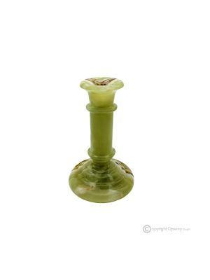 Portacandela in marmo Onice Verde, fatto a mano in Italia, con design esclusivo in pietra naturale.