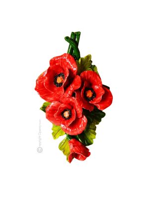 PAPAVERI Decorazione da appendere ceramica artistica
