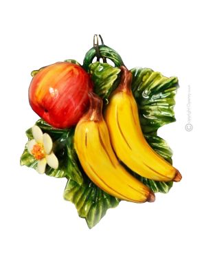 BANANE MELA Decorazione da appendere ceramica artistica