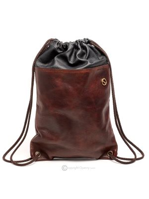 IKUPACK zaino zainetto a sacco vera pelle borse moda uomo casual artigianale certificato di garanzia