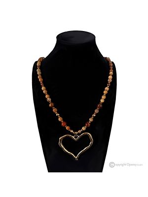 MY HEART- Collana con diaspro, ematite e occhio di tigre, chiusura acciaio, fatta a mano.