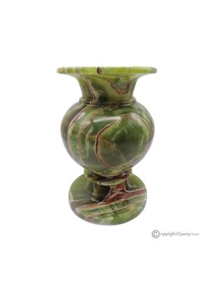 VASO decorativo in marmo onice verde, pietra naturale autentica, realizzato a mano, elegante.