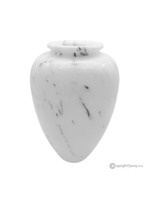 VASO bombato in marmo bianco Ibiza, autentico e fatto a mano, design elegante.