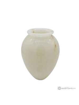 VASO bombato in marmo onice Iris, pietra naturale autentica, fatto a mano, design esclusivo.