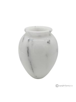 VASO bombato in marmo bianco Ibiza, pietra genuina, realizzato a mano, design elegante.