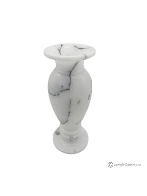 VASO, anfora in marmo bianco Ibiza autentico, realizzato a mano, con design elegante e classico.