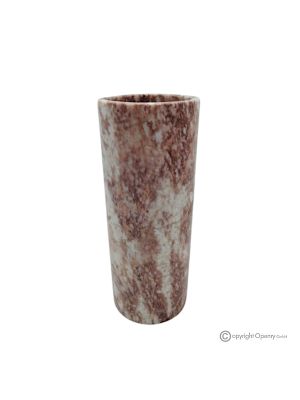 VASO cilindrico in marmo rosso Prezioso, pietra naturale autentica, realizzato a mano.