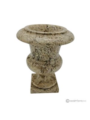 VASO mediceo in marmo, pietra fossile naturale genuina, realizzato a mano, design esclusivo.