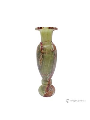 VASO ad anfora in marmo onice verde, pietra naturale, realizzato a mano, design elegante.