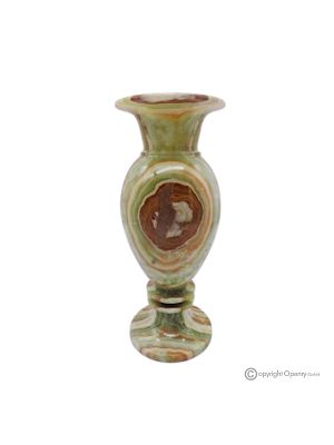 VASO, anfora in marmo onice verde, pietra naturale autentica, lavorato a mano, ornamentale.