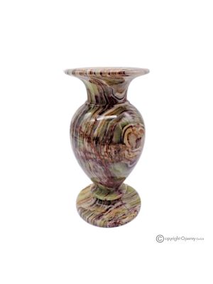 VASO, anfora in marmo onice verde, pietra naturale autentica, realizzato a mano, ornamentale.
