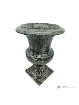 VASO mediceo in marmo verde, pietra naturale, lavorato artigianalmente, design classico.
