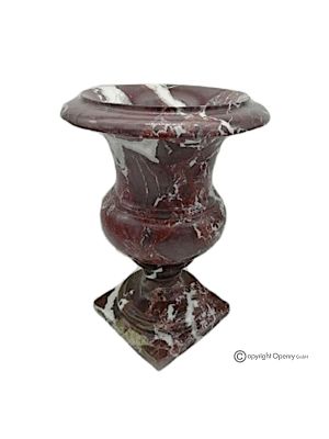 VASO mediceo in marmo rosso Levanto, pietra naturale, fatto a mano, design elegante.