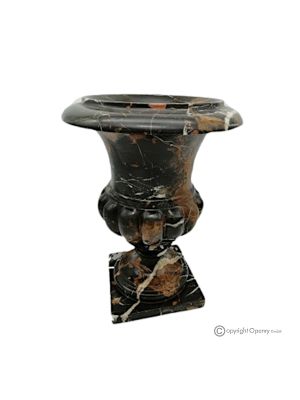 VASO mediceo in marmo nero Michelangelo, pietra naturale, fatto a mano, design elegante.