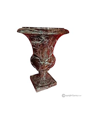 VASO mediceo in marmo rosso Levanto, pietra naturale di qualità, fatto a mano, design elegante.
