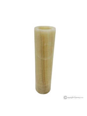 VASO cilindrico per fiori in marmo onice ambra, pietra naturale di qualità, realizzato a mano.