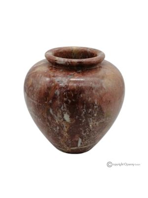 VASO sferico per fiori in marmo rosso Prezioso, pietra naturale di qualità, fatto a mano.