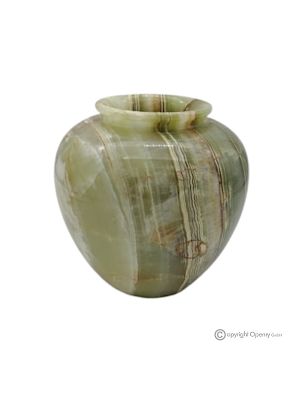 VASO sferico per fiori in marmo onice verde, pietra naturale di qualità, fatto a mano.