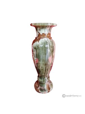 VASO, anfora in marmo onice verde, pietra genuina, fatto a mano, design elegante e classico.