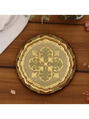 Raffinato vassoio in legno, decorato a mano con foglia oro 24K nel cuore di Firenze.