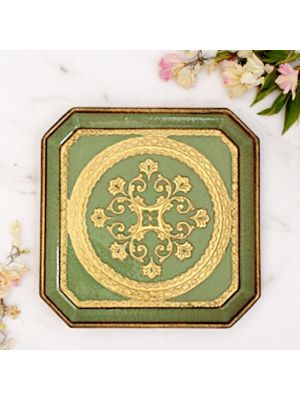 Elegante vassoio in legno, decorato con foglia oro 24K e frutto della tradizione fiorentina.
