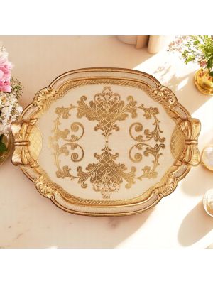 Elegante vassoio in legno con foglia oro, interamente fatto a mano a Firenze.