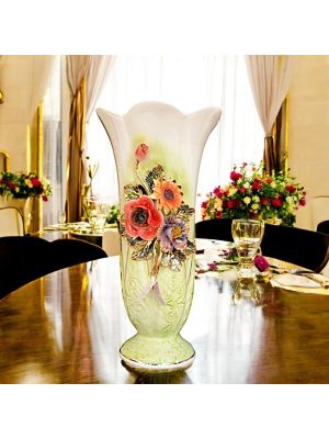 VASO Ceramica artistica stile Barocco dettaglio oro 24k Made in Italy