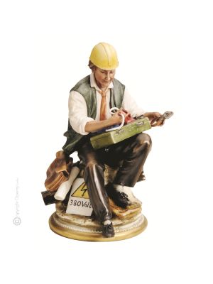 ELEKTRIKER Statuetta statuina figura porcellana Capodimonte fatto a mano Made in Italy