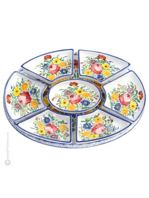 FIORACCIO Piatto per antipasti, ceramica artistica di Castelli autentica, fatta e dipinta a mano.