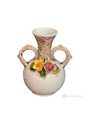 VASO Ceramica artistica stile Barocco dettaglio oro 24k Made in Italy
