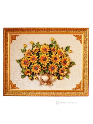 QUADRO decorativo ceramica artistica stile Barocco dettaglio oro 24k Made in Italy