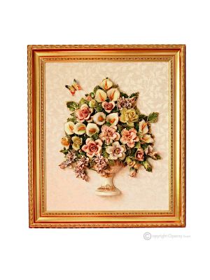 QUADRO decorativo ceramica artistica stile Barocco dettaglio oro 24k Made in Italy