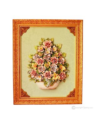 QUADRO decorativo ceramica artistica stile Barocco dettaglio oro 24k Made in Italy