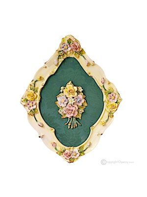 QUADRO Decorazione da appendere ceramica artistica stile Barocco dettaglio oro 24k Made in Italy