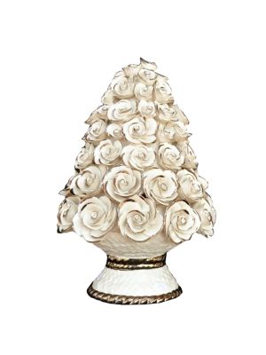 FIORI Decorazione da tavolo centrotavola ceramica artistica stile Barocco dettaglio platino Made in Italy