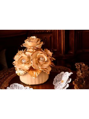 FIORI Decorazione da tavolo centrotavola ceramica artistica stile Barocco dettaglio oro 24k Made in Italy