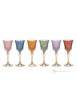 CALLE Set 6 bicchieri acqua calici stelo dipinti a mano autentici in vetro di qualità superiore.