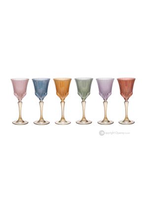 CALLE Set 6 bicchieri vino calici stelo dipinti a mano autentici in vetro di qualità superiore.