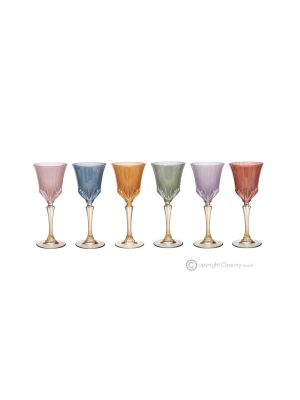 CALLE Set 6 bicchieri liquore calici stelo dipinti a mano autentici in vetro di qualità superiore.
