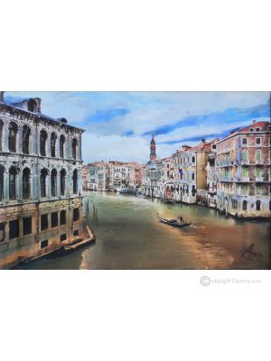 CANAL GRANDE Dipinto su tela Massimo Scarpa con tecnica a encausto