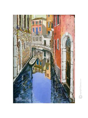 CANALE A VENEZIA Dipinto acrilico su tela moderno Made in Italy 