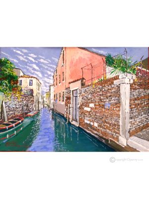 CANALE A VENEZIA Dipinto acrilico su tela moderno Made in Italy 