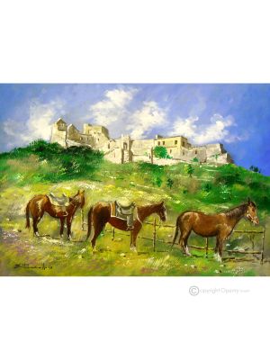 CASTELLO ARECHI Dipinto acrilico su tela moderno Made in Italy 