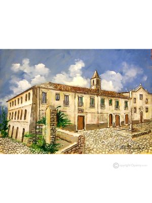 CONVENTO SAN FRANCESCO Dipinto acrilico su tela moderno Made in Italy 