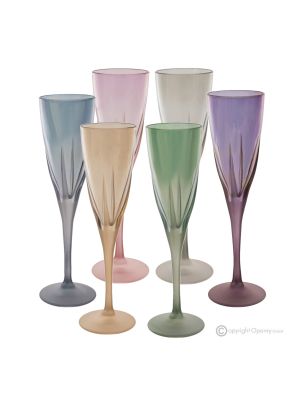 DEBBY Set 6 bicchieri calice flute dipinti a mano autentici in vetro di qualità superiore.