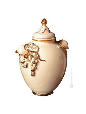 DELIZIOSO VASO Ceramica artistica stile Barocco dettaglio oro 24k Made in Italy