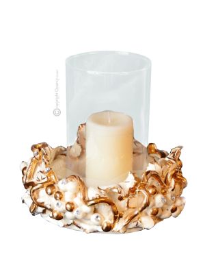 PORTACANDELE Portacandele candeliere ceramica artistica stile Barocco dettagli colore oro 24k Made in Italy cristalli swarovski