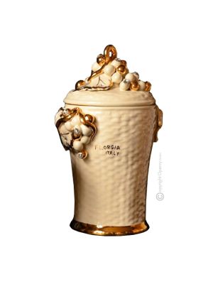 BARATTOLO CON COPERCHIO Decorazione da tavolo ceramica artistica stile Barocco colore oro 24k cristalli swarovski