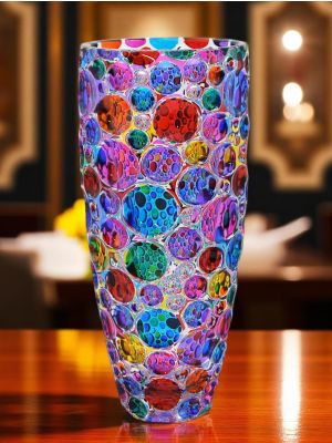 LISBOA Vaso dipinto a mano autentico moderno decorativo in cristallo.