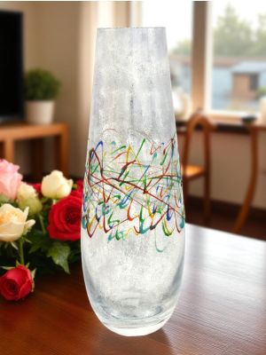 TRAVIATA Vaso dipinto a mano autentico moderno decorativo in vetro di qualità superiore.